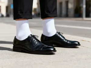 Kobieta w sukience w grochy w stylu lat 50. na tle zabytkowego samochodu i retro kawiarni.